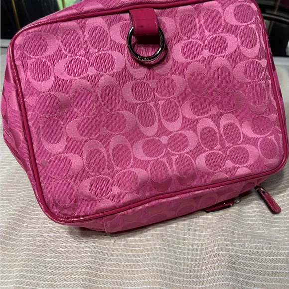 Coach Fuchsia Signature Cosmetic Bag - Picture 2 of 7